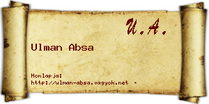 Ulman Absa névjegykártya